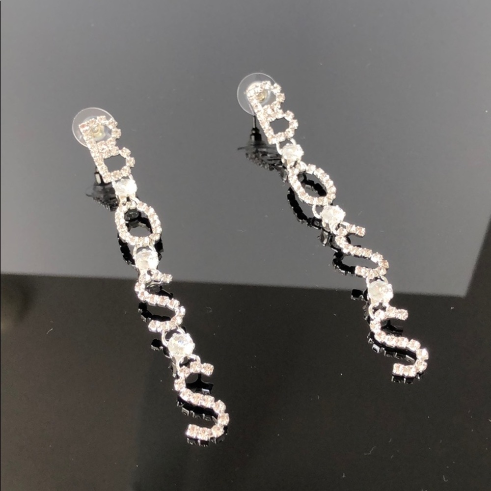 BO$$ Silver Crystal Earrings, Bling & Sparkle!